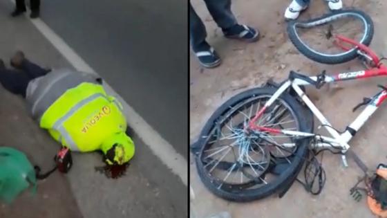 عاجل وبالفيديو : سائق دراجة هوائية يتعرض للصدم والفاعل يلوذ بالفرار