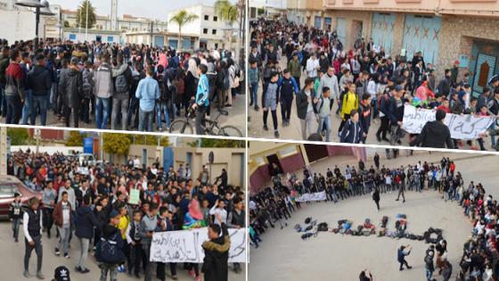 بالصور: مدينة بن الطيب تشهد مسيرة شعبية حاشدة تضامنا مع أساتذة التعاقد