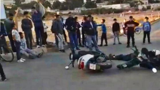 حادثة سير خطيرة بين دراجتين في مدخل ازغنغان
