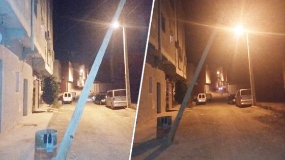 عمود كهربائي آيل للسقوط يهدد سلامة المارة بشارع مدريد ببن الطيب