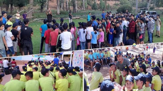 أطفال جمعية الشعلة فرع بن الطيب بمخيم راس الماء بمدينة إفران.